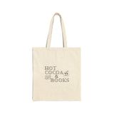 Hot Cocoa and Books Tote Bag | 100% Cotton Canvas | Cozy Book Lover Tote | Natural Color Only