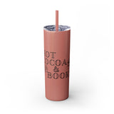 Hot Cocoa and Books Skinny Tumbler | 20oz | Double-Wall Insulation | Cozy Holiday Design