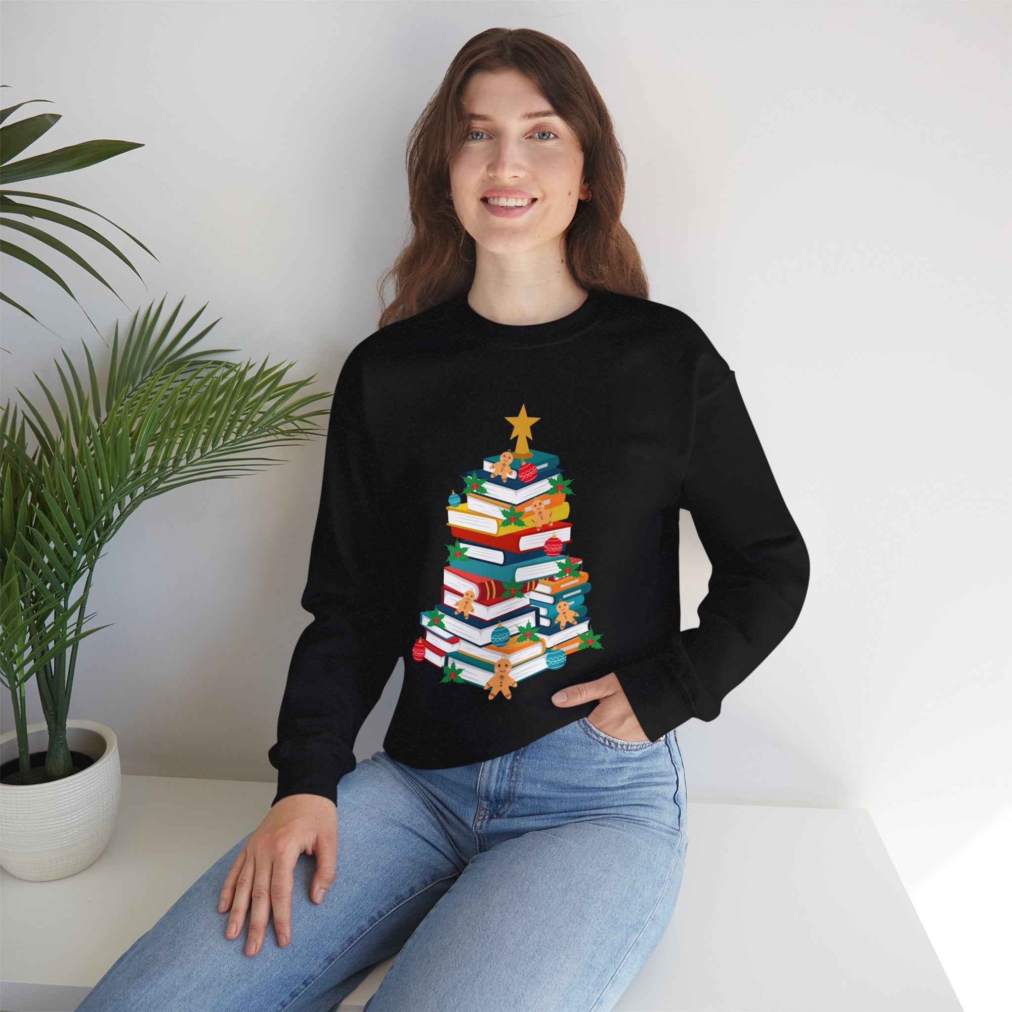 Bookish Christmas Tree Crewneck | Cozy Unisex Fit | Festive Holiday Design | Perfect for Book Lovers | Ethically Made