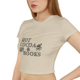 Hot Cocoa and Books Baby Tee | 100% Organic Cotton | Slim Fit | Cozy Book Lover Design