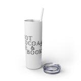 Hot Cocoa and Books Skinny Tumbler | 20oz | Double-Wall Insulation | Cozy Holiday Design