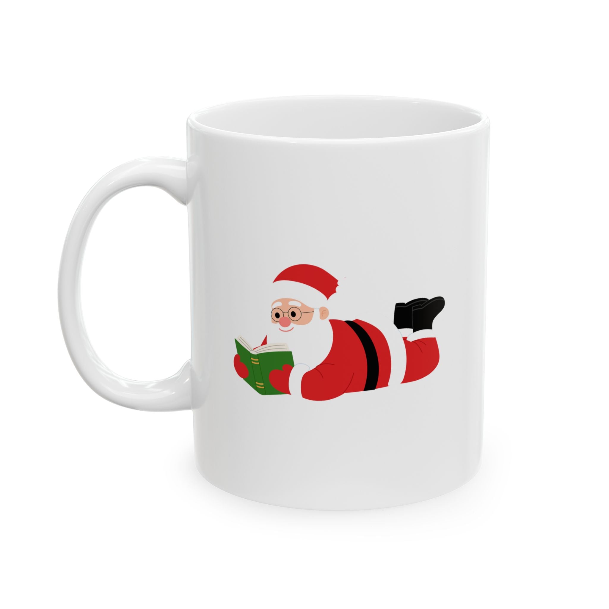 Nerdy Santa Mug | Festive Ceramic Coffee Mug | Holiday Gift for Book Lovers