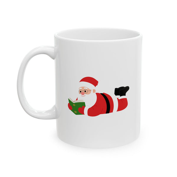 Nerdy Santa Mug | Festive Ceramic Coffee Mug | Holiday Gift for Book Lovers