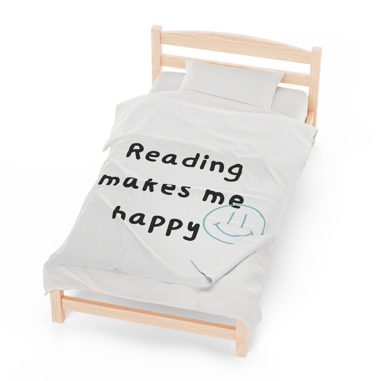 Reading Makes Me Happy Velveteen Plush Blanket | Ultra-Soft Throw | Perfect Gift for Book Lovers | Cozy Reading Companion | Available in Various Sizes