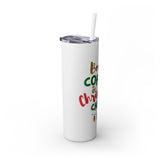 Books Coffee and Christmas Cheer Skinny Tumbler | 20oz Insulated Stainless Steel | Includes Straw | Perfect for Hot & Cold Drinks