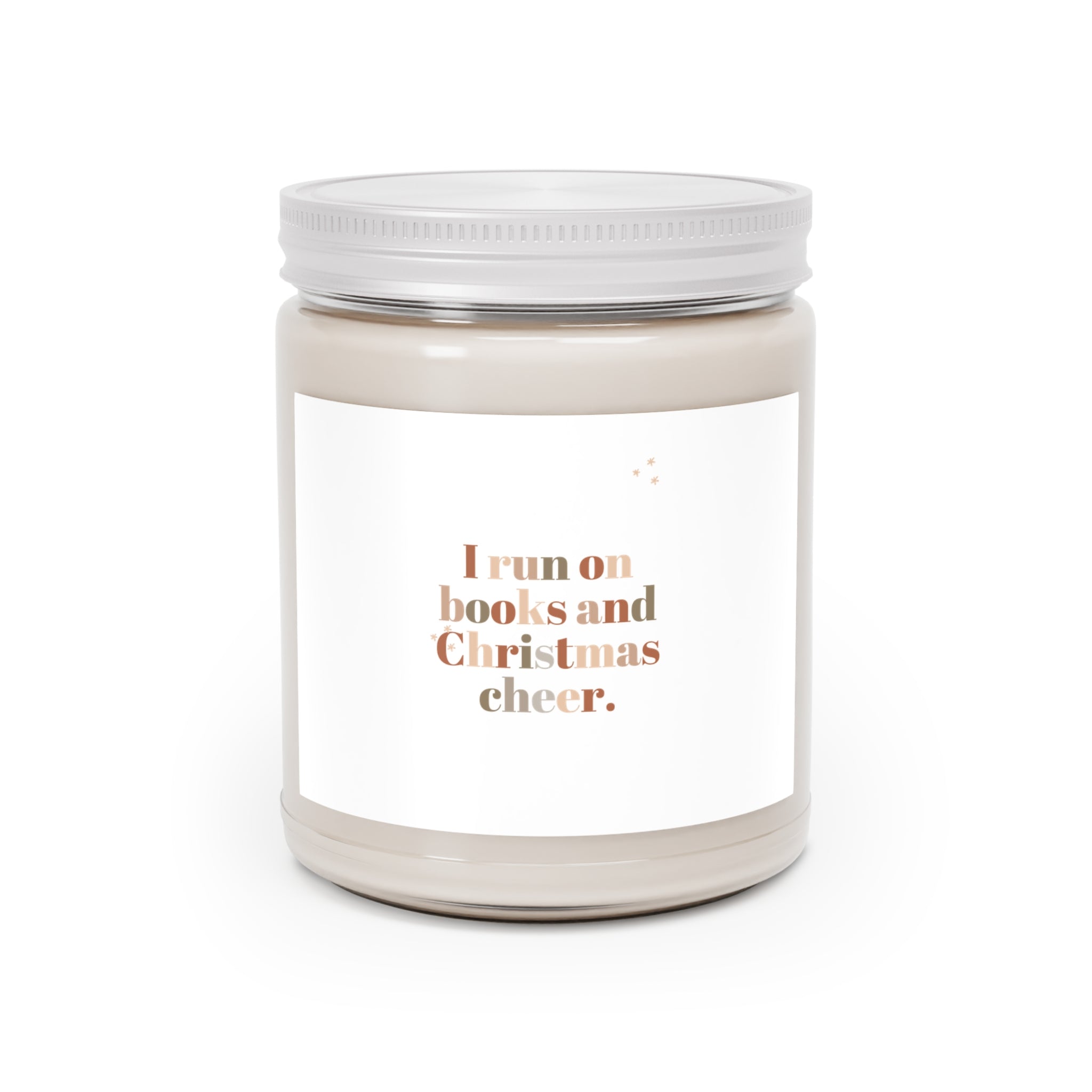 I Run on Books and Christmas Cheer Scented Candle | 9oz Natural Soy Wax Blend | Cotton Wick | Ideal Gift for Book Lovers