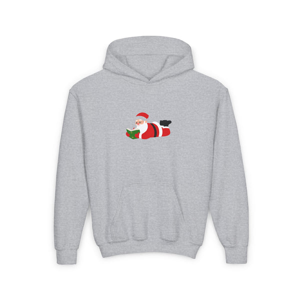 Nerdy Santa Youth Hooded Sweatshirt | Fun Christmas Hoodie for Book Lovers