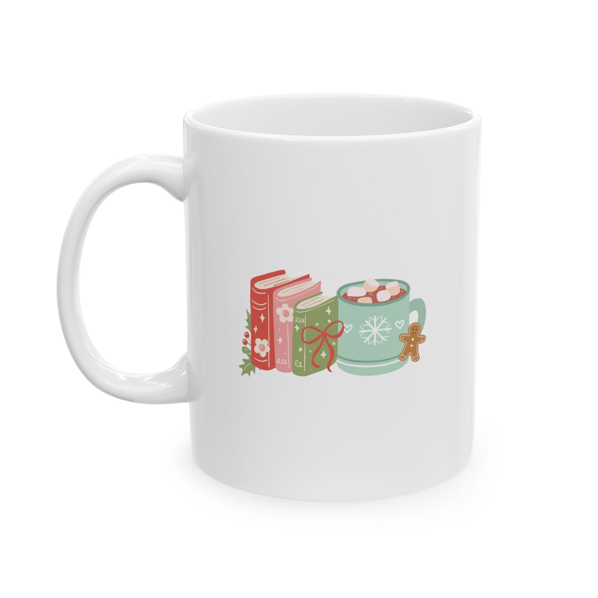 Books and Hot Cocoa Mug | Cozy Ceramic Mug for Book Lovers