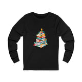 Bookish Christmas Tree Long Sleeve Tee | 100% Cotton | Casual & Elegant | Holiday Season Design | Unisex Fit