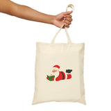 Nerdy Santa Reading Tote Bag | 100% Cotton Canvas | Durable Everyday Tote for Book Lovers | Available in Natural & Black