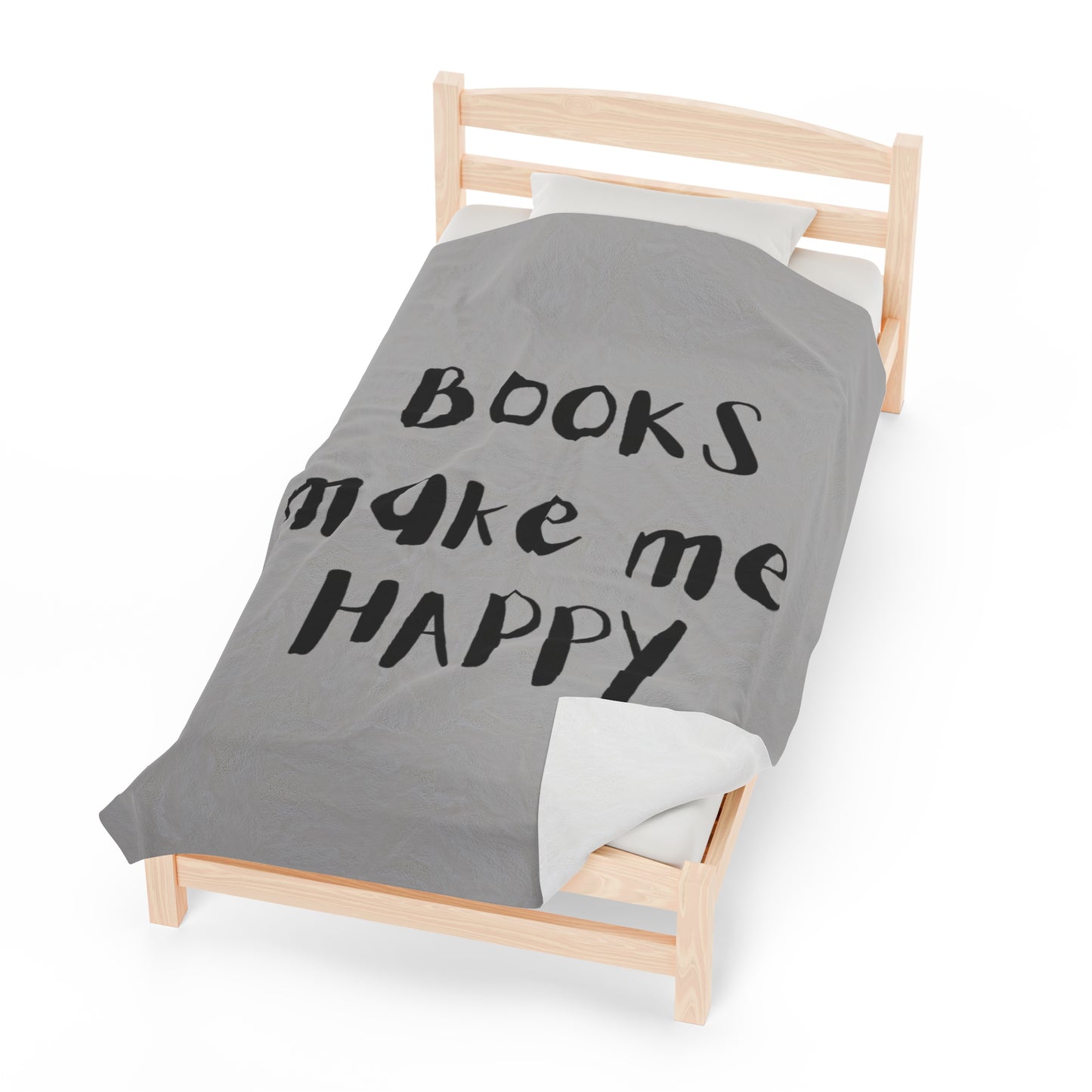 Books Make Me Happy Velveteen Plush Blanket | Ultra-Soft Throw | Perfect Gift for Book Lovers | Cozy Reading Companion | Available in Multiple Sizes