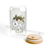 North Pole Book Club | 16oz Sipper Glass | Festive Holiday Design | Ideal for Christmas Beverages | BPA-Free Glassware