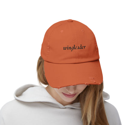 Wingleader Distressed Hat | Fourth Wing Book-Inspired Cap | Adjustable Cotton Twill Hat for Fantasy Book Lovers