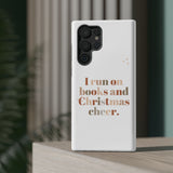 I Run on Books and Christmas Cheer | Custom Impact Resistant iPhone Case | Holiday Design | Durable and Slim Fit | Fits Multiple iPhone Models