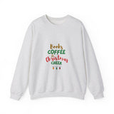 Books Coffee and Christmas Cheer Crewneck | Cozy Unisex Sweatshirt | Perfect for Book Lovers | Holiday Comfort