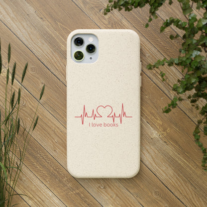 I Love Books Biodegradable Phone Case | Eco-Friendly & Wireless Charging Compatible