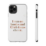 I Run on Books and Christmas Cheer | Custom Impact Resistant iPhone Case | Holiday Design | Durable and Slim Fit | Fits Multiple iPhone Models