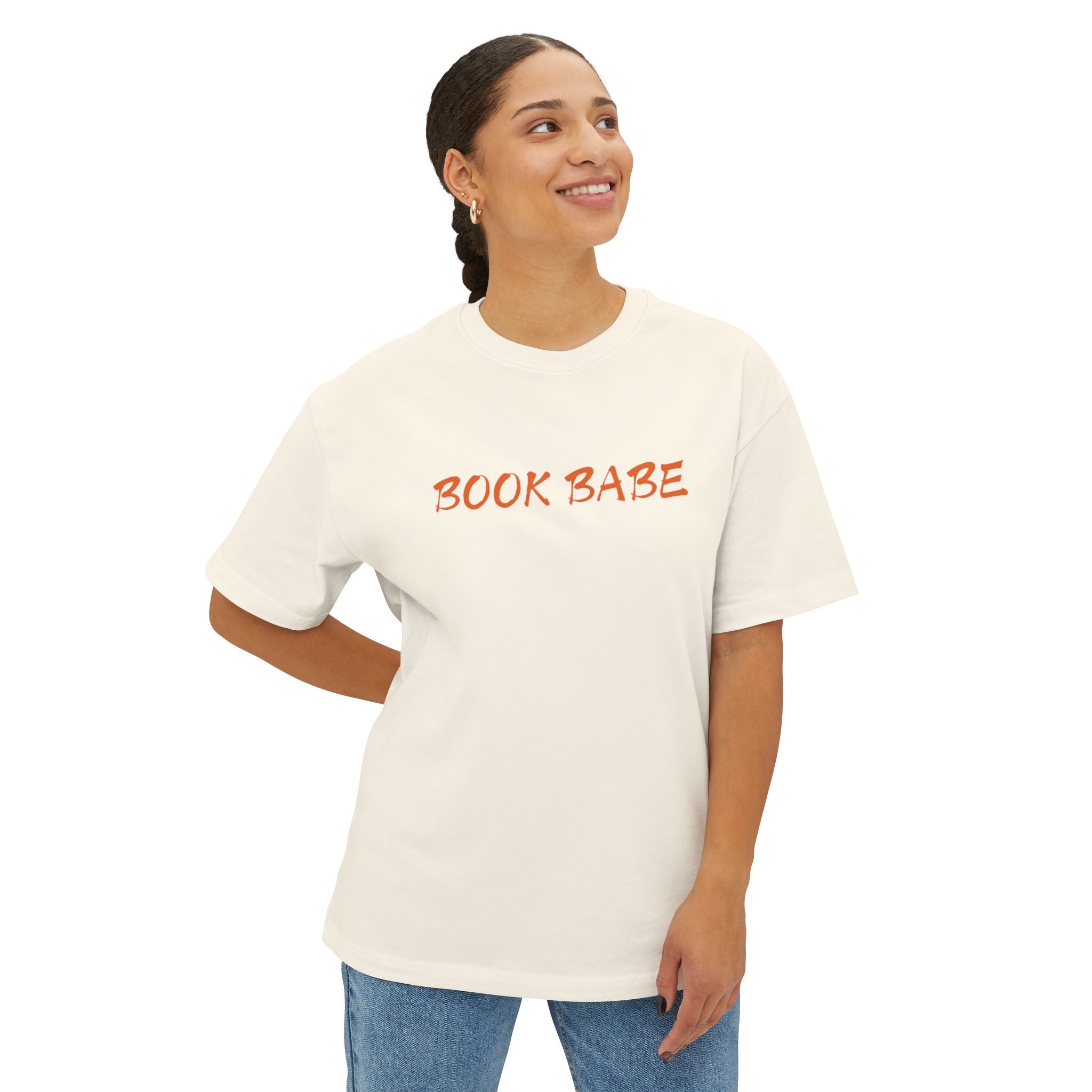 Book Babe Orange - Oversized Boxy Tee - Bookish Loving