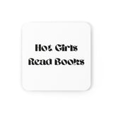 Hot Girls Read Books Cork Coaster | Glossy Hardboard Top | Genuine Cork Bottom | Personalized Design | Table Decor