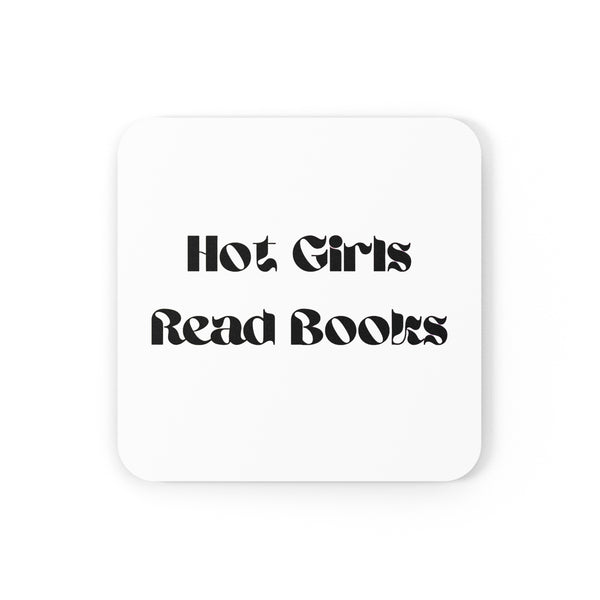 Hot Girls Read Books Cork Coaster | Glossy Hardboard Top | Genuine Cork Bottom | Personalized Design | Table Decor