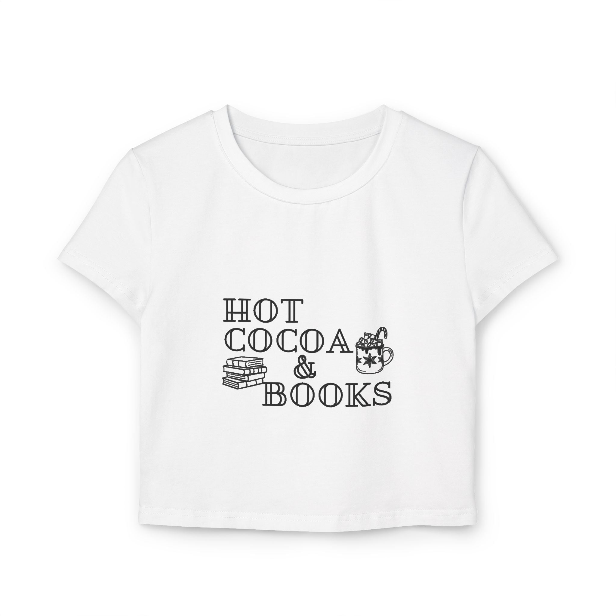 Hot Cocoa and Books Baby Tee | 100% Organic Cotton | Slim Fit | Cozy Book Lover Design