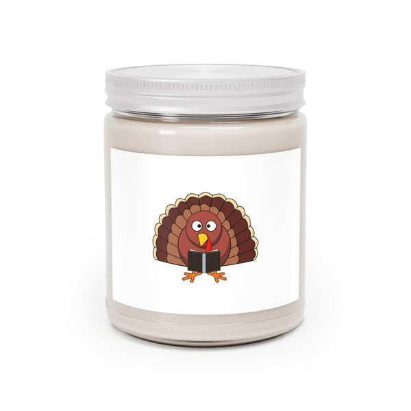 Turkey Reading a Book Scented Candle | Cozy Fall Fragrance | Thanksgiving-Themed Candle | Perfect for Book Lovers