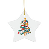 Bookish Christmas Tree Ornament | Ceramic Holiday Decoration for Book Lovers | 4 Shapes Available