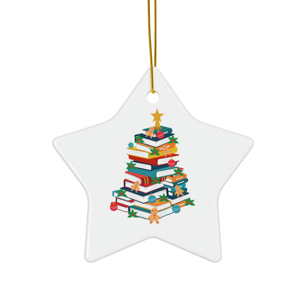 Bookish Christmas Tree Ornament | Ceramic Holiday Decoration for Book Lovers | 4 Shapes Available