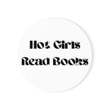 Hot Girls Read Books Cork Coaster | Glossy Hardboard Top | Genuine Cork Bottom | Personalized Design | Table Decor